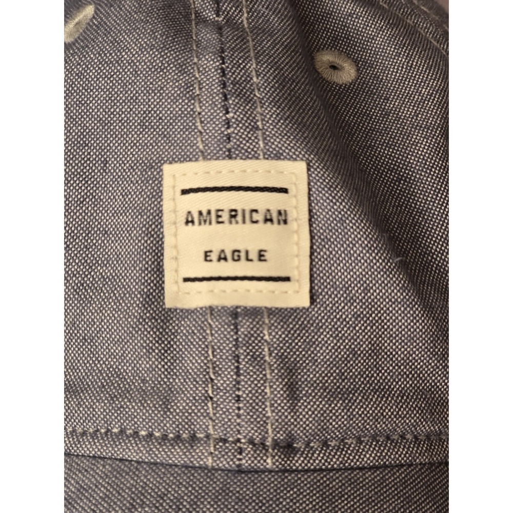 American Eagle Cotton Chambray Baseball Hat Cap Light Blue‎ Snapback Unisex NWOT - Picture 2 of 7